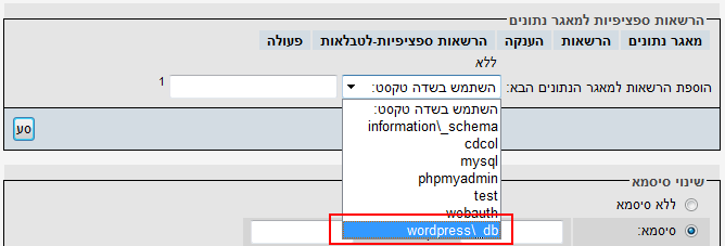 קישור בין בסיס נתונים למשתמש